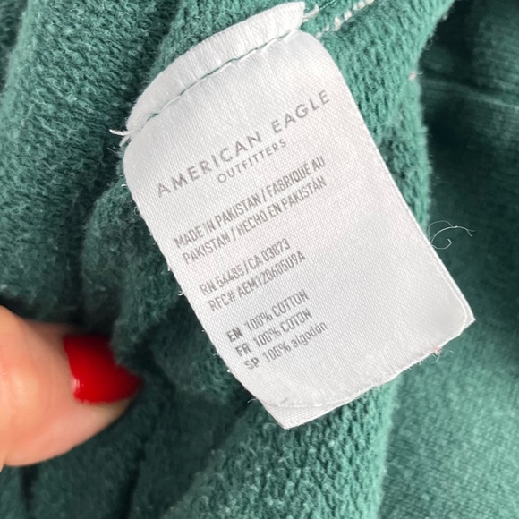 American Eagle Outfitters Mens Long Sleeve Hoodie Jacket Green Logo Large - Picture 10 of 11